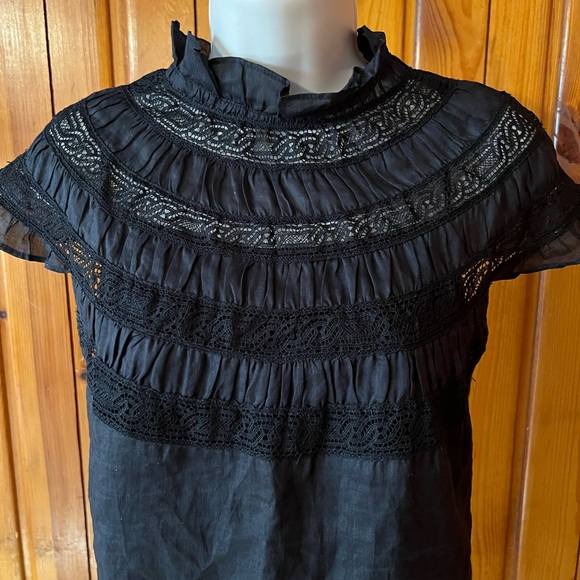NWT Frame Ramie Lace Trim Top in Noir, Large - Picture 4 of 10
